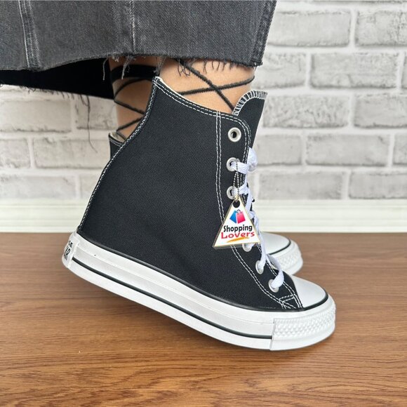 ⭐Converse Chuck Taylor Wedge Platform Sz 9.5 Womens Shoes Sneakers Black A11909C - Picture 5 of 8